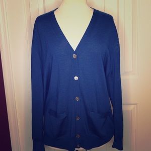 J Crew Size Large Blue Cardigan Sweater Clean
